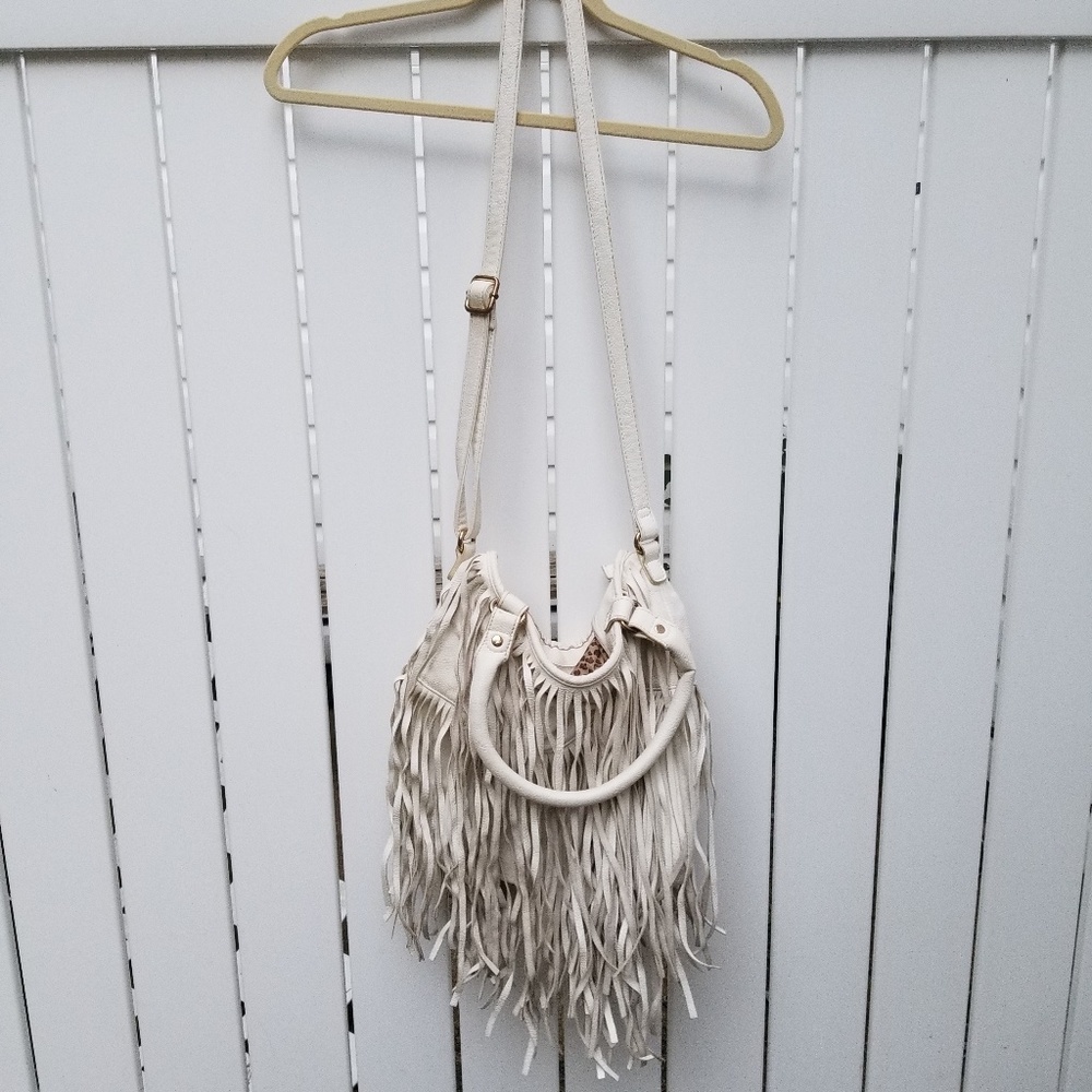 White Fringe Crossbody Bag